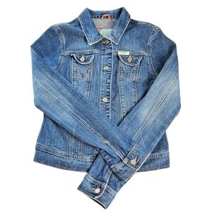 Hollister kid's button front medium wash denim jacket